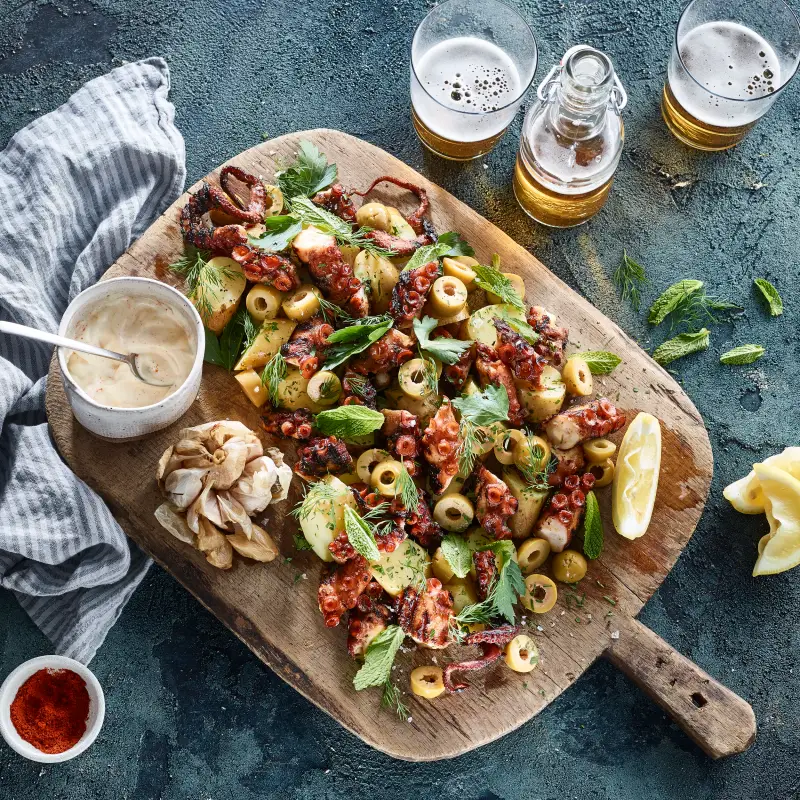 Grilled Octopus Salad, recipe by Hayden Quinn