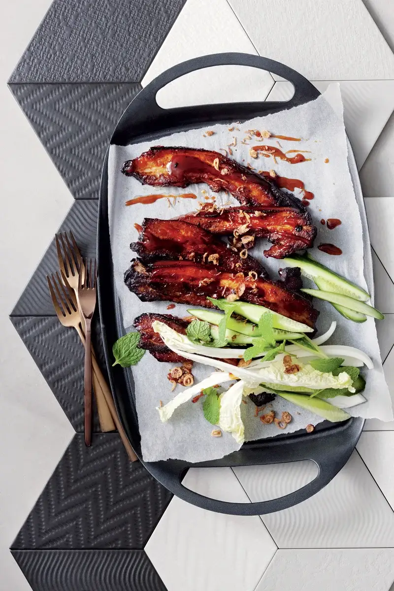 Sticky Pork Rashers, recipe by Hayden Quinn