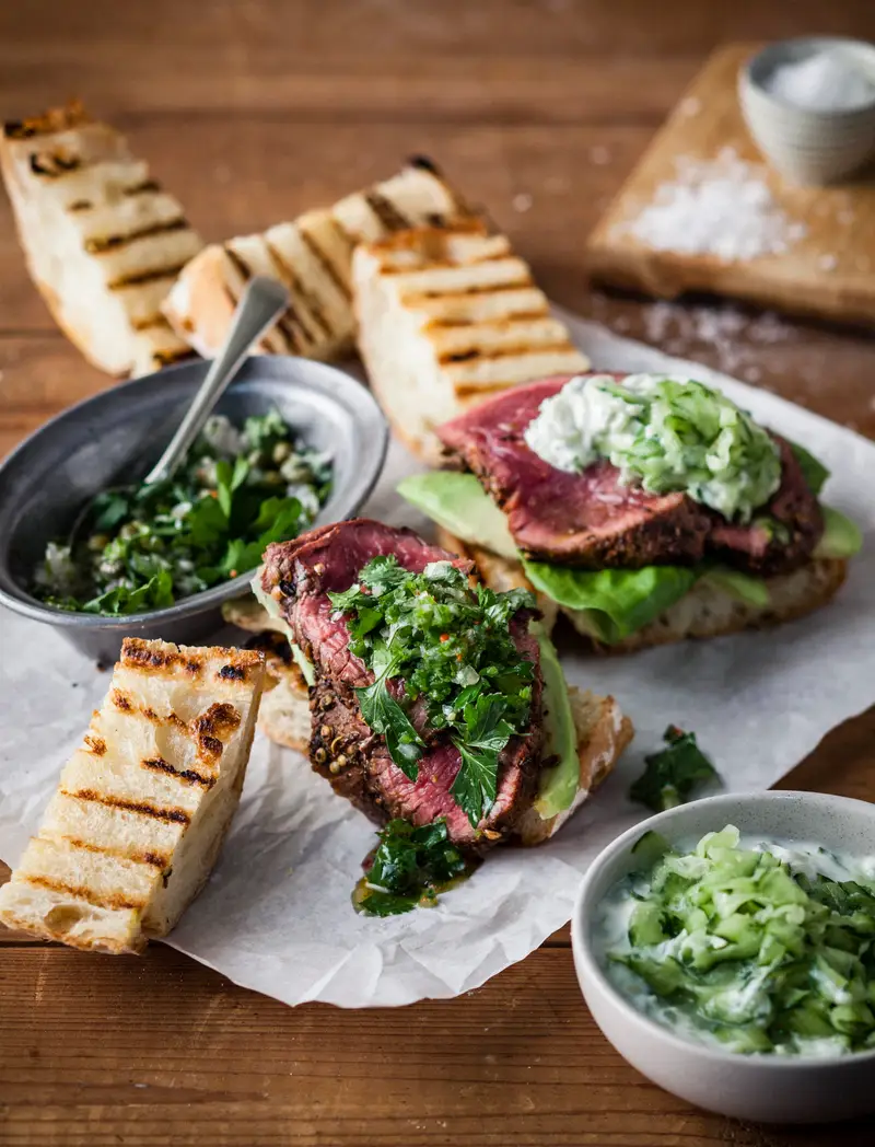 Ostrich Steak Sandwich, recipe by Hayden Quinn