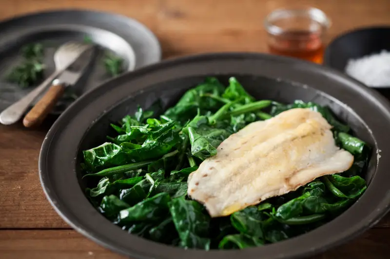 Smoked Fish + Greens, recipe by Hayden Quinn