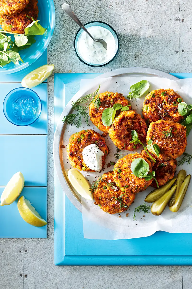Salmon, Sweet Potato Fish Cakes, recipe by Hayden Quinn