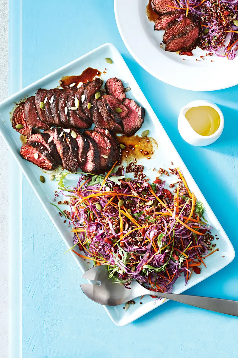 Spiced Kangaroo W. Super Slaw, recipe by Hayden Quinn