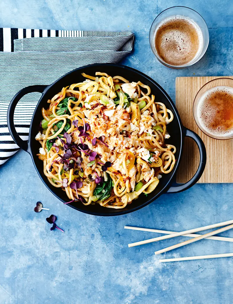 Chili Crab with Egg Noodles, recipe by Hayden Quinn