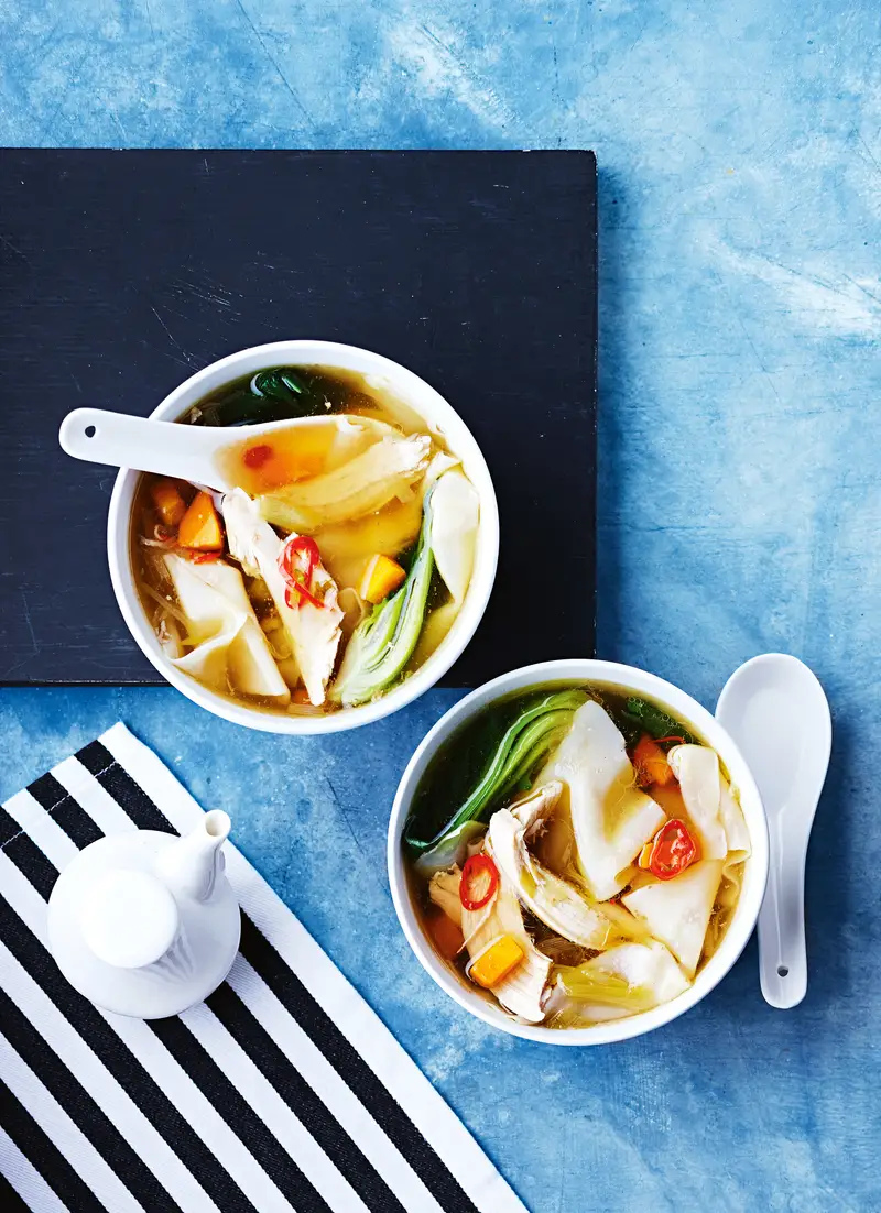 Chicken Wonton Noodle Soup, recipe by Hayden Quinn