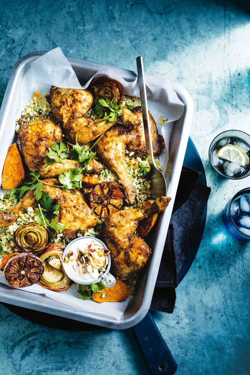 Middle Eastern Roast Chicken W/ Cous Cous, recipe by Hayden Quinn