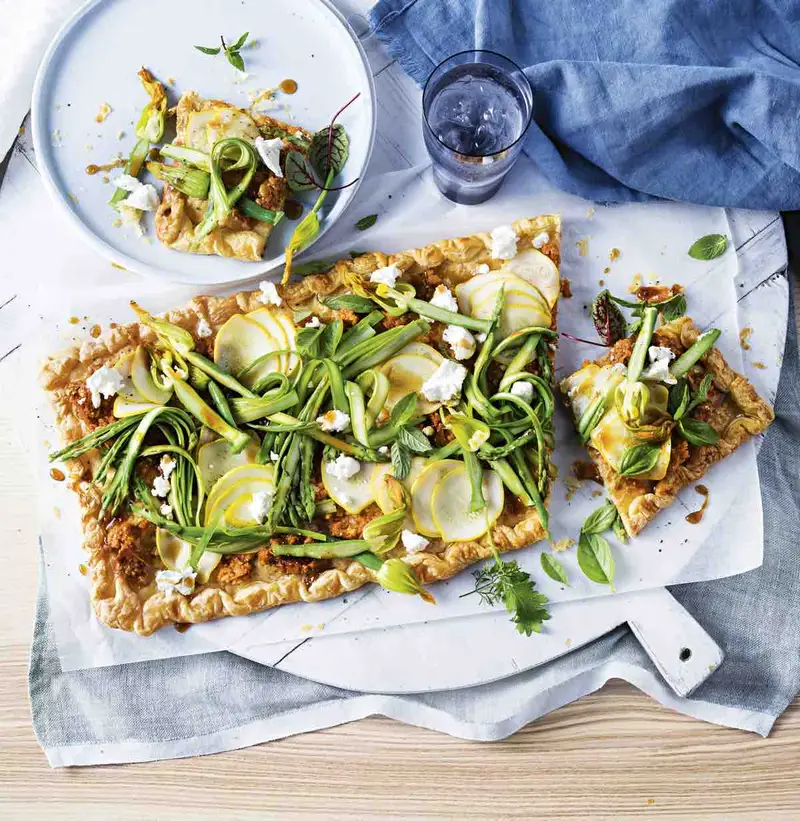 Spring Vegetable Tart, recipe by Hayden Quinn