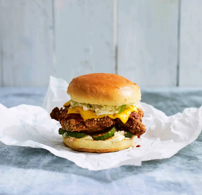 Korean Fried Chicken Burger, recipe by Hayden Quinn