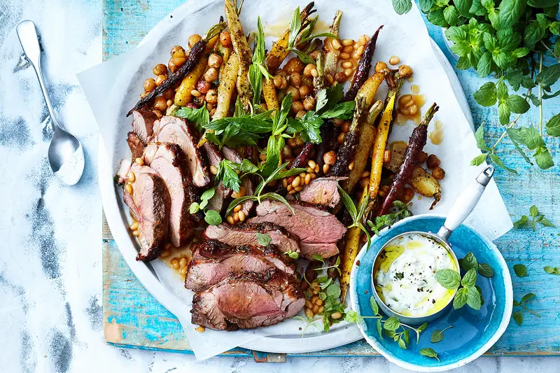 Lamb Rump with Za'atar Roasted Carrots and Yoghurt Dressing, recipe by Hayden Quinn