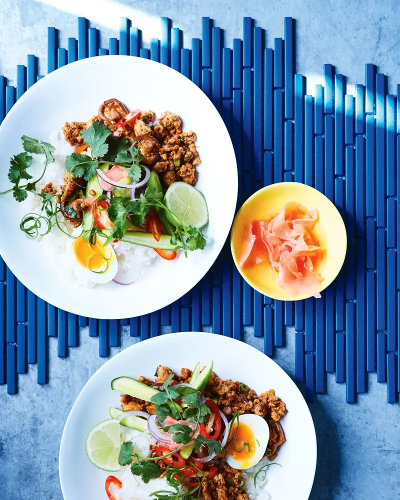 Miso & Shitake Chicken Bowl, recipe by Hayden Quinn