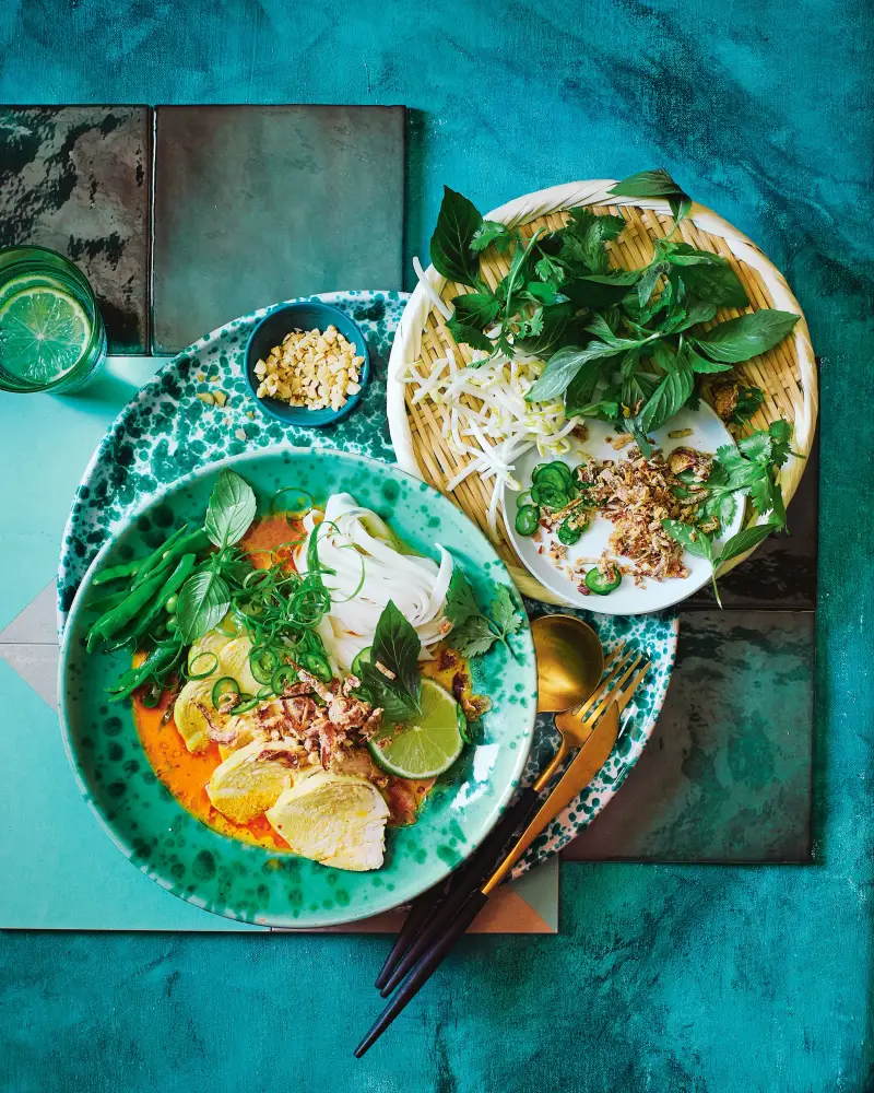 Speedy Chicken & Coconut Noodle Broth, recipe by Hayden Quinn