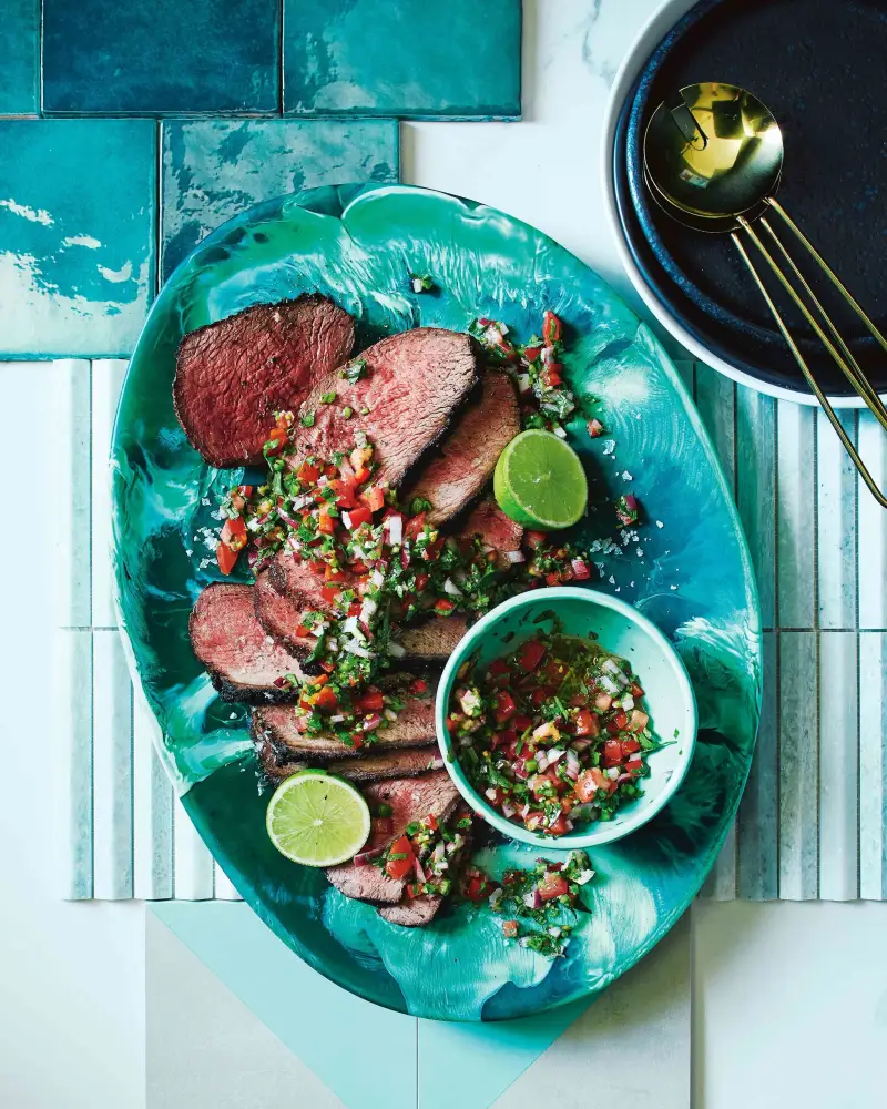 Argentinian Style Blackened Rump Steak W/ Salsa Criolla, recipe by Hayden Quinn