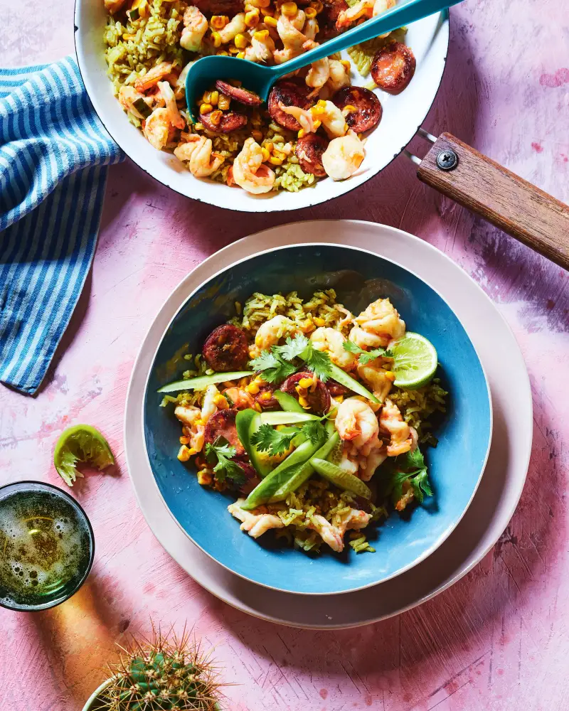 Green Rice W/ Prawns, recipe by Hayden Quinn