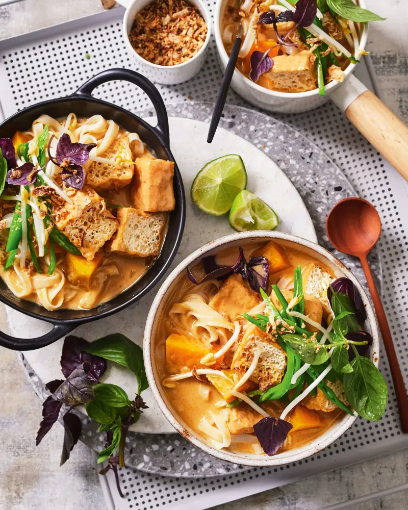 Coconut, Pumpkin & Tofu Noodle Soup, recipe by Hayden Quinn