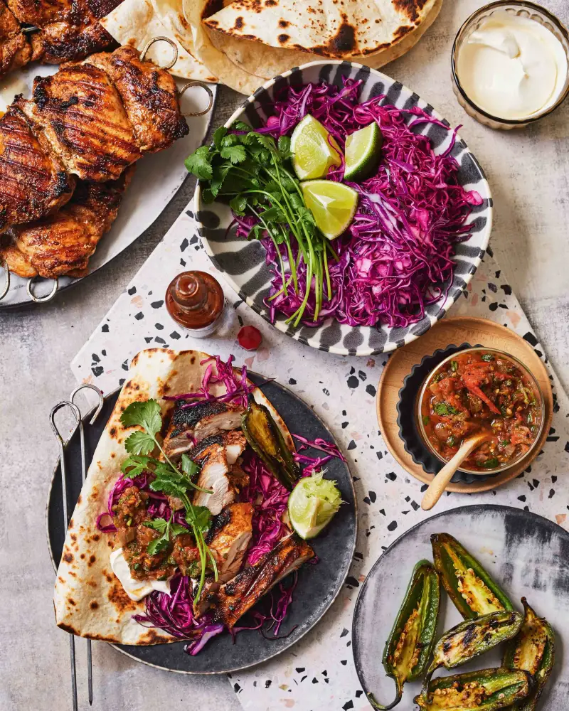 Mexican Roadside Chicken W/ Charred Tomato Salsa, recipe by Hayden Quinn