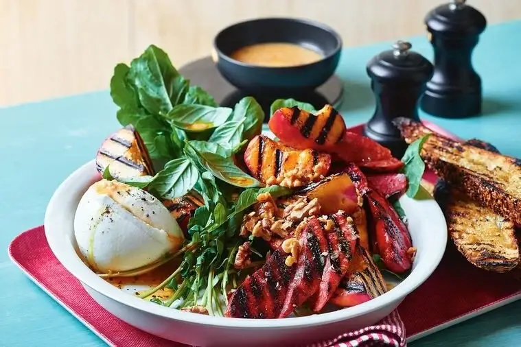 Chorizo, Mozzarella & Peach Salad, recipe by Hayden Quinn