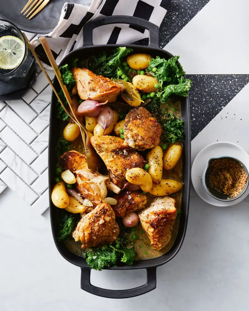 Chicken W/ White Wine, Bay & Mustard, recipe by Hayden Quinn