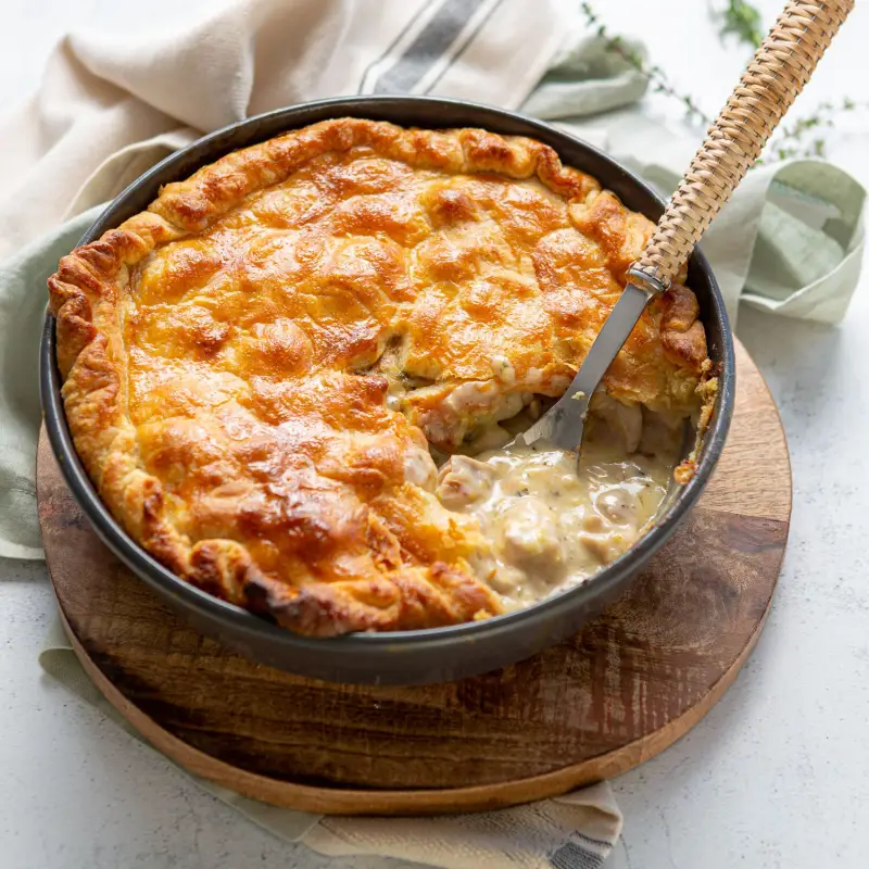 Chicken & Leek Pie W/ Sour Cream Parmesan Pastry, recipe by Hayden Quinn