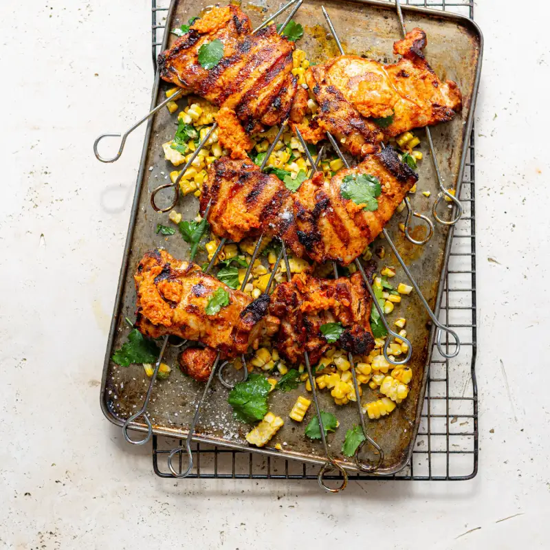 Paprika Chili Chicken Skewers W/ Creamy Peri Peri, recipe by Hayden Quinn