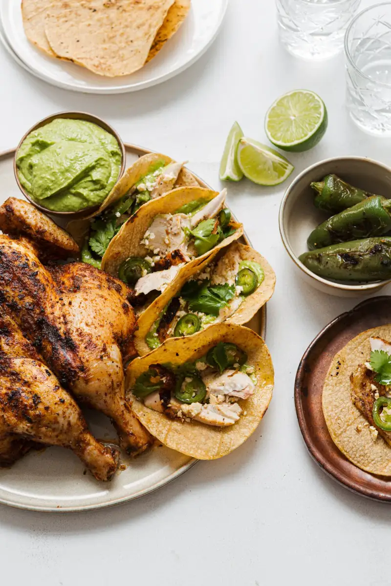 Mexican Butterflied Chicken Tacos W/ Corianda Jalapeno Crema, recipe by Hayden Quinn