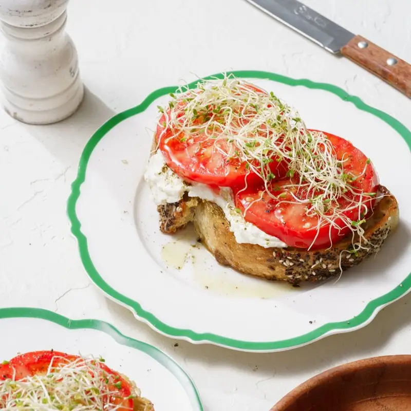 Tomatoes on Toast, recipe by Hayden Quinn