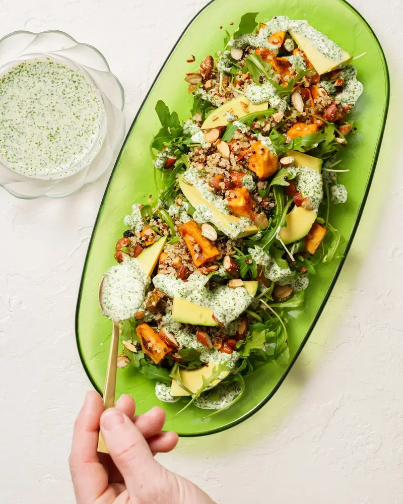 Sweet Potato, Avo and Quinoa Salad, recipe by Hayden Quinn