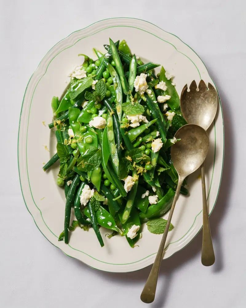 Pea, Bean & Herb Salad with Feta, recipe by Hayden Quinn