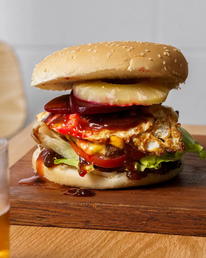 Aussie Burger with the Lot, recipe by Hayden Quinn