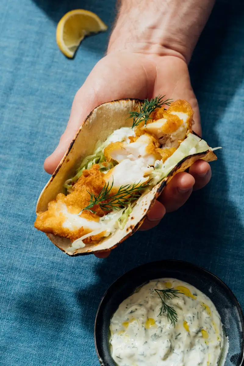 Beer Batter Fish Tacos W/ Jalapeńo Tartare, recipe by Hayden Quinn