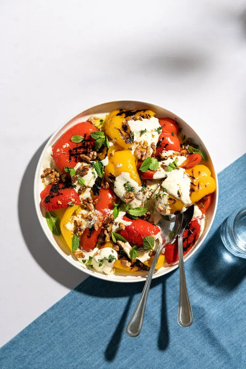 Grilled Capsicum W/ Yoghurt & Feta Whip, recipe by Hayden Quinn