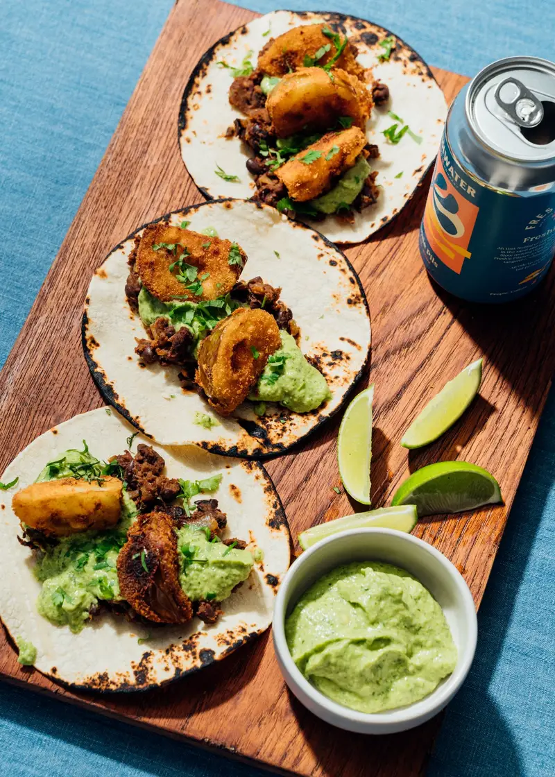 Vegan Fried Tomato Taco, recipe by Hayden Quinn