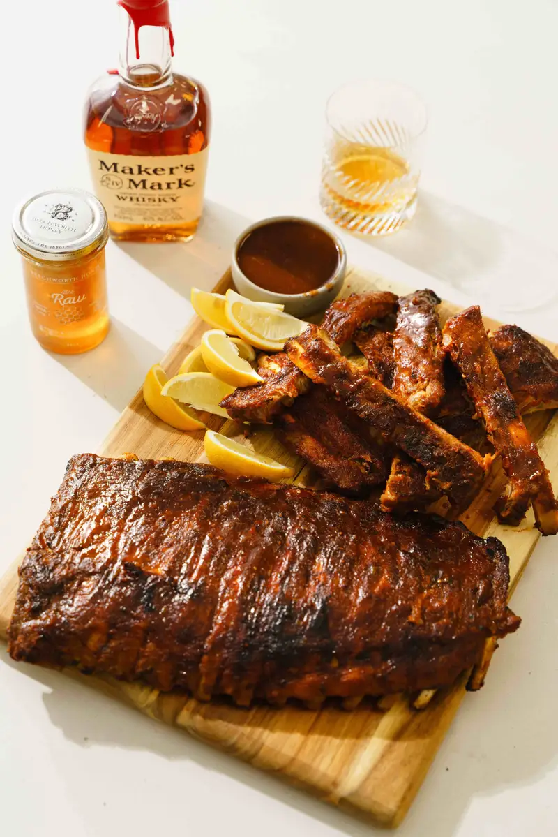 Sticky Honey Bourbon Ribs, recipe by Hayden Quinn