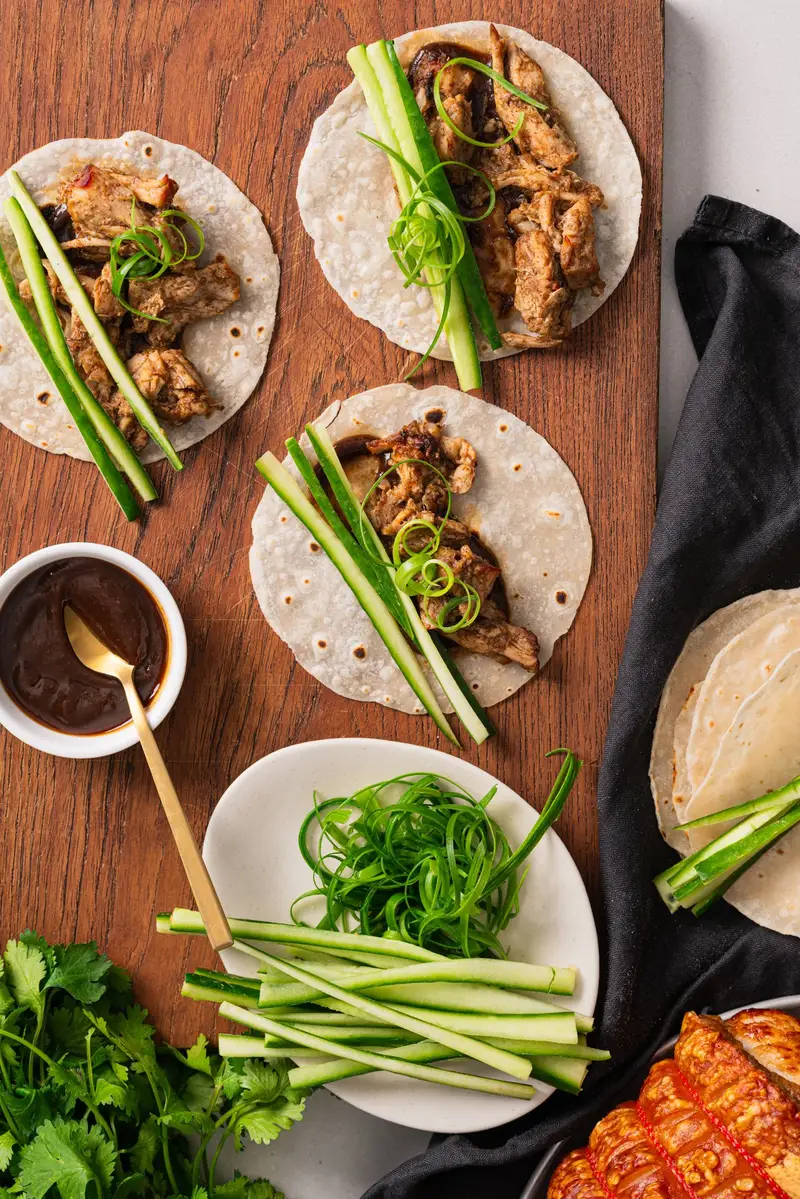 Peking Pork Pancakes, recipe by Hayden Quinn