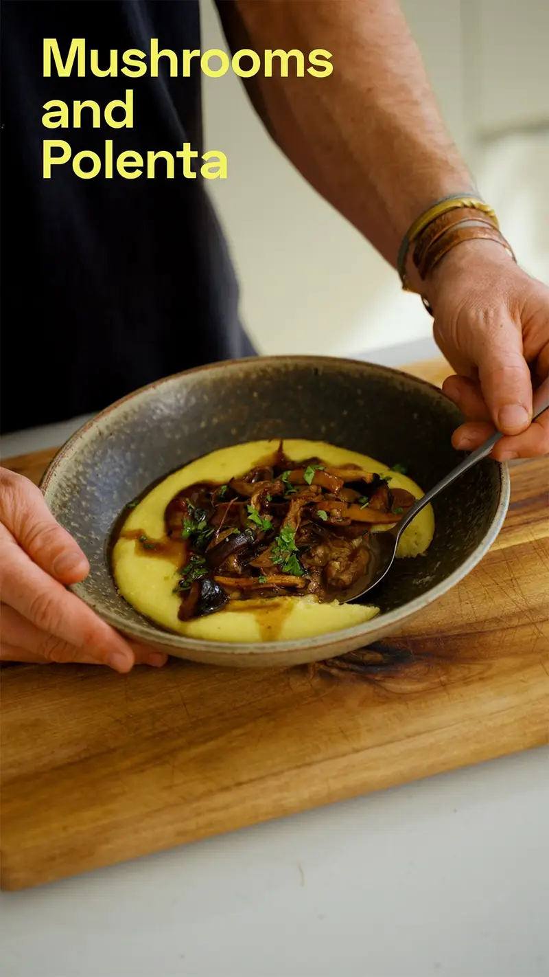 Mushrooms & Polenta, recipe by Hayden Quinn