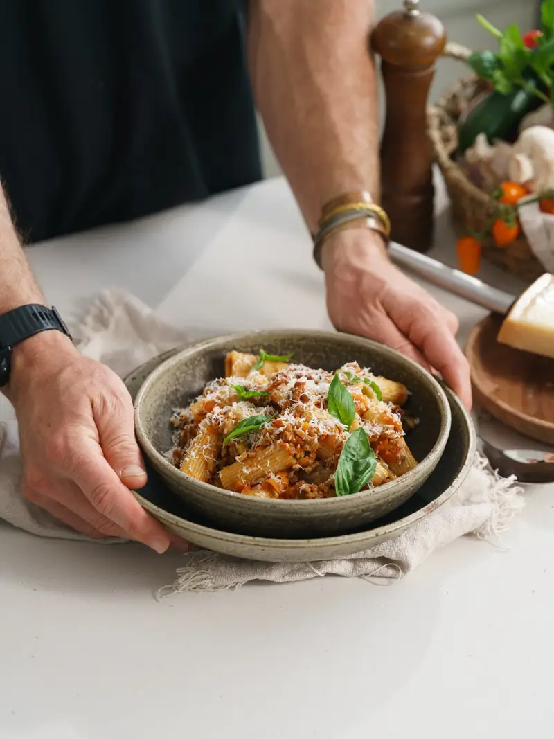 Beefed Up Bolognese, recipe by Hayden Quinn