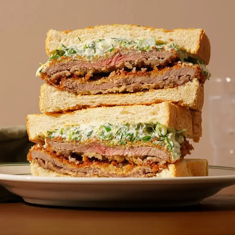 Crumbed Steak Sandwich W/ Herbed Mayo, recipe by Hayden Quinn