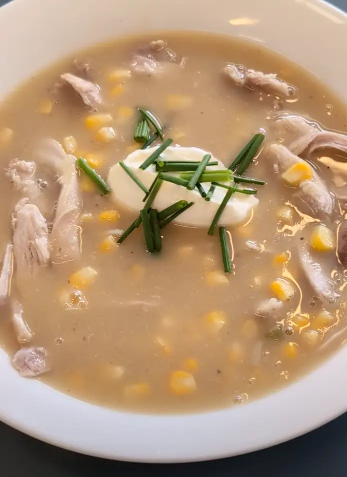 Sweet Corn & Chicken Soup, recipe by Hayden Quinn