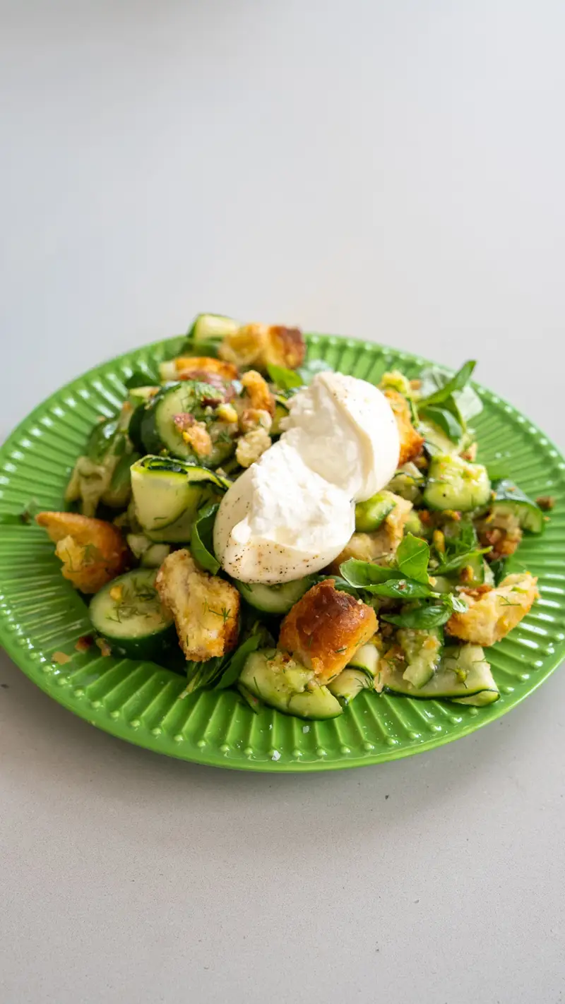 Raw Zucchini Salad W/ Burrata, recipe by Hayden Quinn