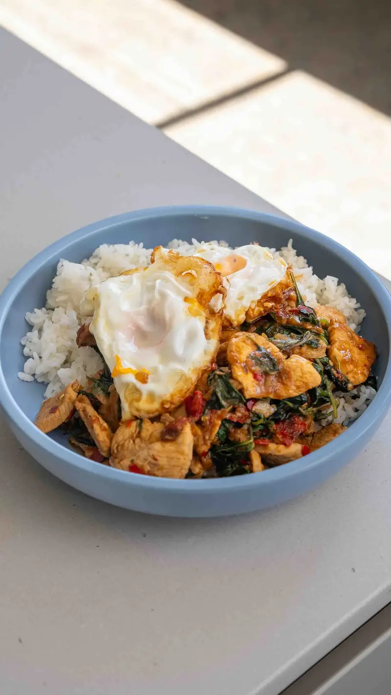 THAI HOLY BASIL CHICKEN (ผัดกระเพราไก่ / Pad Kra Pao Gai), recipe by Hayden Quinn