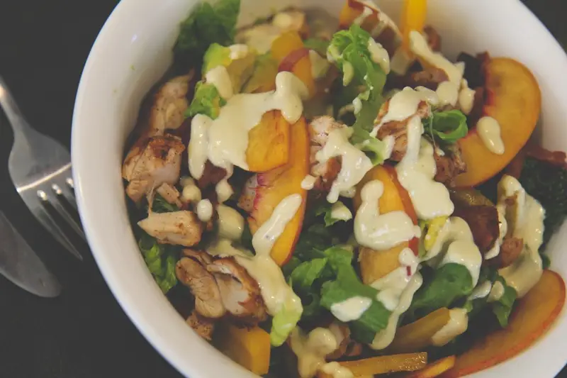 Chicken, Bacon & Peach Salad, recipe by Hayden Quinn