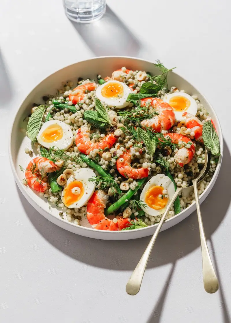 Prawn, Bean & Herb Salad, recipe by Hayden Quinn