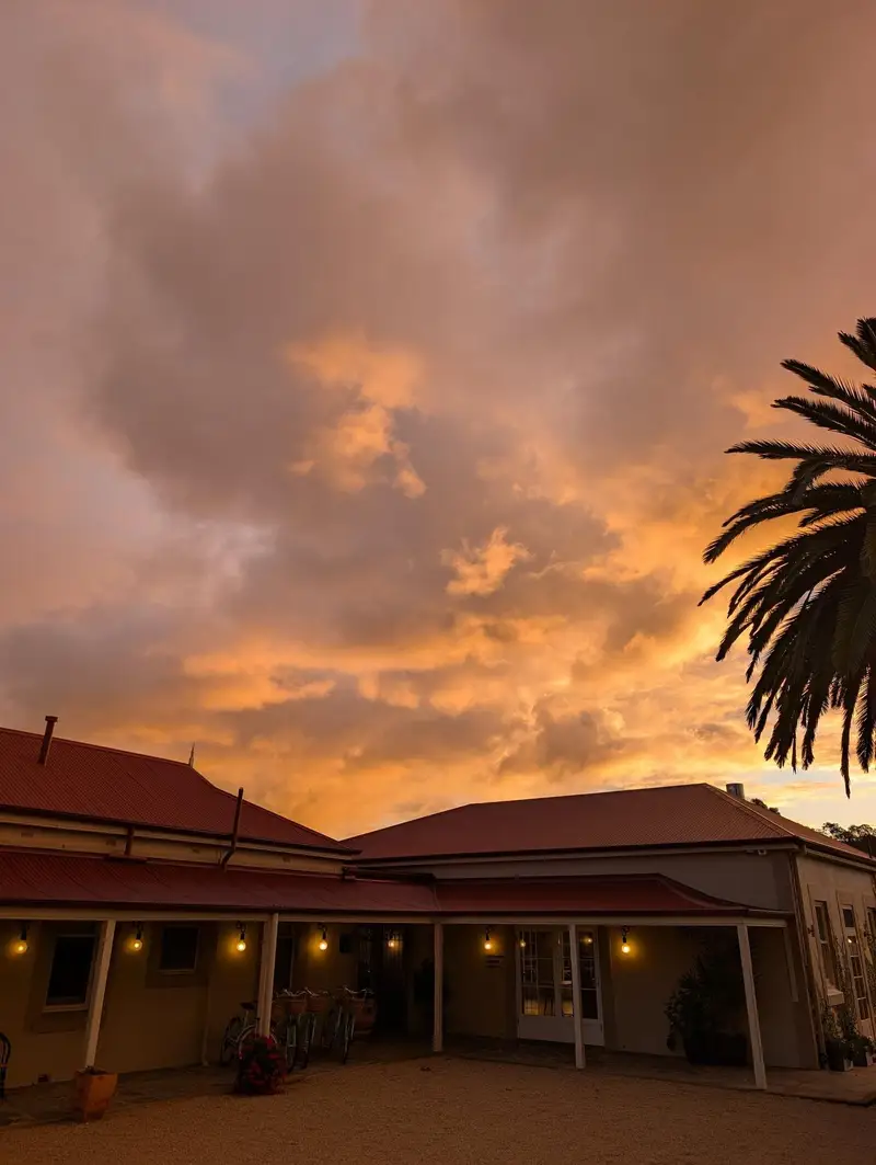 Sunset over a red roof in the Barossa
