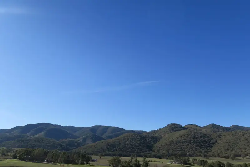 Hills under a blue sky in Mudgee